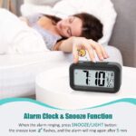 Digital Alarm Clock with Large LCD Display, Snooze/Light Button, Temperature Date Display, 12/24 Hour Format, Battery Operated Desk Clock - Image 5