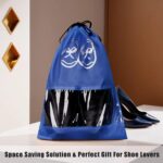 Kuber Industries Pack of 6 Travel Shoe Organizer | Storage Bags for Travel | Waterproof Shoe Bag | Storage Organizers | Parachute Shoe Cover with Transparent Window | Shoe Dori Cover | Royal Blue - Image 3