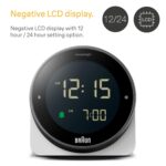 Braun Digital Alarm Clock with Snooze, Negative LCD Display, Rotating Bezel for Quick time Setting, Crescendo Beep Alarm in White, Model BC24W. - Image 3