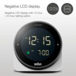 Braun Digital Alarm Clock with Snooze, Negative LCD Display, Rotating Bezel for Quick time Setting, Crescendo Beep Alarm in White, Model BC24W. - Image 9