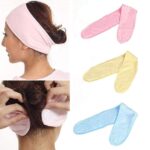 Spa Headband Set with Cotton Makeup Washcloths - Adjustable Soft Terry Cloth Hair Band with Hook Loop Closure for Face Wash Skincare Facial Makeup Use - Image 5
