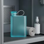 Slim Water Bottle Frosted Finish Flat Rectangular Container Minimalist Design Reusable for Commuters, School, Blue | Hydration Fitness Equipment & Gear Running Yoga Sporting - Image 3
