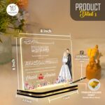 Personalized Muslim Wedding Acrylic LED Lamp | Custom Couple Night Light | Islamic Decor Muslim Couple Gift | Gift for Anniversary | Bedroom Table Light with Golden Base | 8x6 inches - Image 4