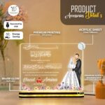 Personalized Muslim Wedding Acrylic LED Lamp | Custom Couple Night Light | Islamic Decor Muslim Couple Gift | Gift for Anniversary | Bedroom Table Light with Golden Base | 8x6 inches - Image 6