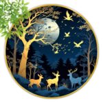 Livin'luxe paintings couple deer modern art Premium Sparkle lamination Golden Slim Frame 58 cm x 58 cm Large Size, For Home/Office/Hotel painting GR130 - Image 5