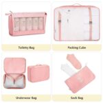 7 Pcs Travel Organizer Pouch Packing Cubes for Travel Clothes Space Savers Bags Cosmetics/Underwear/Socks/Shoes Toiletry Organiser Pouch (PINK) - Image 6