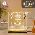 Eid Festival Acrylic Gift Item, Warm White LED Light, Spiritual Room Decor, Arabic Calligraphy Plaque, Muslim Festive Home Lighting, Bedside Night lamp,(5 x 5) Inch - Image 3
