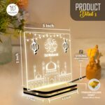 Eid Festival Acrylic Gift Item, Warm White LED Light, Spiritual Room Decor, Arabic Calligraphy Plaque, Muslim Festive Home Lighting, Bedside Night lamp,(5 x 5) Inch - Image 4