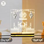 Eid Festival Acrylic Gift Item, Warm White LED Light, Spiritual Room Decor, Arabic Calligraphy Plaque, Muslim Festive Home Lighting, Bedside Night lamp,(5 x 5) Inch - Image 5