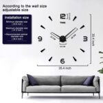 Plastic Large DIY Analog Wall Clock Kit | Frameless Modern 3D Wall Clock With Mirror Number Stickers For Home Living Room Bedroom Office Decoration (Gold) - Image 4