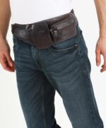 K London Genuine Leather Waist Bag for Men & Women | Brown Travel Pouch, Passport Holder & Belt Bag | Multi Pocket Fanny Pack with Adjustable Strap | Stylish Crossbody Utility Bag (1276_BRN) - Image 4