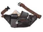 K London Genuine Leather Waist Bag for Men & Women | Brown Travel Pouch, Passport Holder & Belt Bag | Multi Pocket Fanny Pack with Adjustable Strap | Stylish Crossbody Utility Bag (1276_BRN) - Image 5