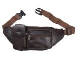 K London Genuine Leather Waist Bag for Men & Women | Brown Travel Pouch, Passport Holder & Belt Bag | Multi Pocket Fanny Pack with Adjustable Strap | Stylish Crossbody Utility Bag (1276_BRN) - Image 8