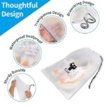 Pack of 10 Pcs Shoe Bag Cover for Shoe Storage & Travelling Drawstring Bags Waterproof, White - Image 4
