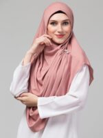 Mallika Women's Polyknit Free Size Ready to Wear Instant Hijab/Khimar with Front Pleated Fall - Image 5