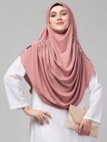Mallika Women's Polyknit Free Size Ready to Wear Instant Hijab/Khimar with Front Pleated Fall - Image 8
