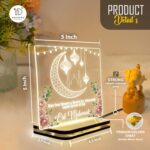 Lighted Eid Mubarak Acrylic Plaque, Islamic LED Lamp with Warm Wooden Base, Muslim Household Decor, Festive Table Display, Meaningful Celebration Gift (5x5 Inch) - Image 4