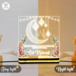 Lighted Eid Mubarak Acrylic Plaque, Islamic LED Lamp with Warm Wooden Base, Muslim Household Decor, Festive Table Display, Meaningful Celebration Gift (5x5 Inch) - Image 5