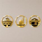 Mad Masters Islamic Wall Decor, Allah & Muhammad Calligraphy Frame for Home, Living Room, Ramadan & Eid Decoration, Muslim Gifts (30.5 x 30.5 cm each, Black & Golden, Set of 3 piece, Round) - Image 4
