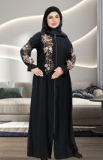 Black Abaya Embroidery Work Burqa For Women Elegant Modest Wear Islamic Naqab Stylish Dubai Abaya Farasha Full Length - Image 4