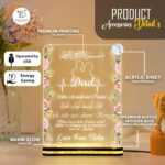 Personalized Dad Acrylic LED Lamp with Islamic Hadith Quote | Warm White USB Night Light for Father | Custom Name Gift from Daughter or Son | Muslim Home Decor Table Lamp (6x8 Inch) - Image 6