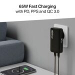 boAt 65W GaN Nano Charger, Fast Charging PD, PPS & QC 3.0 in Ultra-Slim Body,Foldable US Flat Pins & Snap-On Indian Round-Pin; GaN Chip Tech; USB-C & USB-A Output, Free Type-C to C Cable(Carbon Black) - Image 4