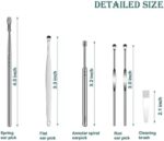Stainless Steel Earwax Remover Kit/Ear Curette Safety Cleaner with Brush and Storage Box - Set of 6 (Silver) - Image 5