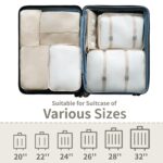 7 Set Travel Organizer Bag/Packing Cubes/Bags for Luggage/Suitcases/Travel Accessories/Compression Storage Shoe Bag/Clothing Underwear for Man & Womenl Nylon (Beige) - Image 4