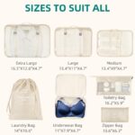 7 Set Travel Organizer Bag/Packing Cubes/Bags for Luggage/Suitcases/Travel Accessories/Compression Storage Shoe Bag/Clothing Underwear for Man & Womenl Nylon (Beige) - Image 5