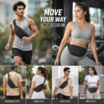 MENSCH Stylish Multi-Pocket Waist & Crossbody Bag for Travel Sports Gym Running Hiking Camping and Adventures Bag | Water-Resistant | Perfect for Men & Women (Black) - Image 4