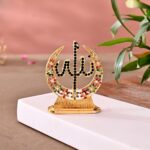 Golden Allah Table Showpiece with Decorative Stones – Spiritual Islamic Car Dashboard & Home Decor - Image 4