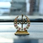 Golden Allah Table Showpiece with Decorative Stones – Spiritual Islamic Car Dashboard & Home Decor - Image 6