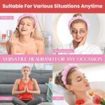TEMPERIA Makeup Headband Wristband Set for Women & Girls | Hair Band for Facial Time | Head Bands Skincare Hairband for Spa | 3 Pieces Set | Pink - Image 4