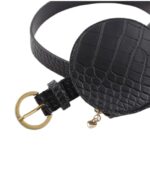 Women's Round Textured Sling Bag, Black | PU Leather, Adjustable Strap, Metal Buckle, Crossbody Purse, Casual, Party & Travel Use - Image 4
