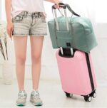 Foldable Travel Duffel Bag, Mint Green, Lightweight with Pouch, Water Resistant Nylon - Image 4