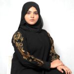 Full Sleeves Black Abaya with Golden Embroidery & Matching Hijab - Modest Islamic Wear for Women, Elegant Traditional Dress 002 - Image 3