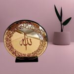 Ayatul Kursi Car Dashboard Ornament Islamic Calligraphy Round Design with Stand | Golden Acrylic Muslim Decor for Car Dashboard, Home & Office | Ramadan Eid Gift Decoration (Gold Black) - Image 3
