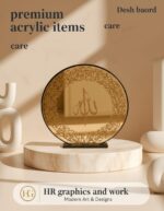 Ayatul Kursi Car Dashboard Ornament Islamic Calligraphy Round Design with Stand | Golden Acrylic Muslim Decor for Car Dashboard, Home & Office | Ramadan Eid Gift Decoration (Gold Black) - Image 5