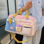 Lightweight Nylon Duffle Bag Multi-Pocket Travel & Sports Shoulder Bag for Women with Wet Pocket & Shoe Compartment, Weekender Overnight Luggage - Image 7