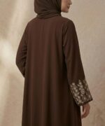 Women Premium Firdous Fabric Embroidered Abaya Burqa with Designer Floral Sleeve Work | Elegant Modest Wear | Classic Fit | Long Sleeves | Without Dupatta - Image 4