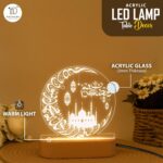 Islamic Ramadan Kareem Acrylic LED Lamp | Arabic Calligraphy Night Light Mosque Theme | USB Powered Table Light Soft Glow | Bedroom Decor Muslim Gift | Size (5.5x5.5) Inch - Image 3