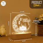 Islamic Ramadan Kareem Acrylic LED Lamp | Arabic Calligraphy Night Light Mosque Theme | USB Powered Table Light Soft Glow | Bedroom Decor Muslim Gift | Size (5.5x5.5) Inch - Image 4