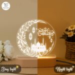 Islamic Ramadan Kareem Acrylic LED Lamp | Arabic Calligraphy Night Light Mosque Theme | USB Powered Table Light Soft Glow | Bedroom Decor Muslim Gift | Size (5.5x5.5) Inch - Image 5