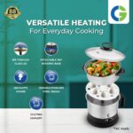 CG - EKMTSS12 SS 1.2 Ltr 600W Multipupose Kettle 1350W with Steamer, Egg Boiler, Variable Temperature Settings, Wide Mouth, Tea, Coffee, Egg, See Through Lid, 2Yr Replacement Manufacturer Warranty - Image 4
