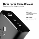 65W Trio Charger Adapter,3 Port USB Type C to A Fast Wall Charging Compatible with Nothing CMF Phone 1/Nothing Phone 2/2a/2a Plus/3a/3a Plus/Tablet & More, Black | BIS Certified - Image 4