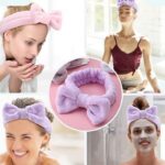 Coral Velvet Bow Headband | Soft Plush Headband for Makeup Removal Face Wash Skincare - Image 4