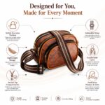 Leather Crescent Crossbody Bag for Women & Men, Water Resistant Half Moon Sling Bag with Adjustable Strap, Unisex Shoulder Chest & Waist Bag for Travel, Sports, Daily Use, Brown - Image 4