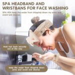 Spa Headband and Wristband Set, Face Wash Headband Makeup Skincare Headband Wrist Bands Washing Face for Preppy Skincare Women Girl (Cream,Pink) - Image 3