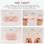 Spa Headband and Wristband Set, Face Wash Headband Makeup Skincare Headband Wrist Bands Washing Face for Preppy Skincare Women Girl (Cream,Pink) - Image 4
