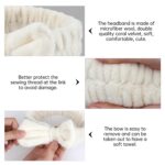 Spa Headband and Wristband Set, Face Wash Headband Makeup Skincare Headband Wrist Bands Washing Face for Preppy Skincare Women Girl (Cream,Pink) - Image 8